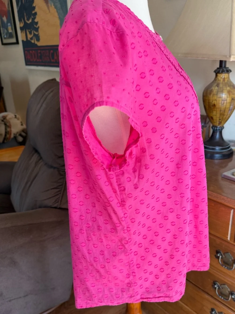 Chic 💯 %Cotton Pink Eyelet Blouse - Picture 3 of 7